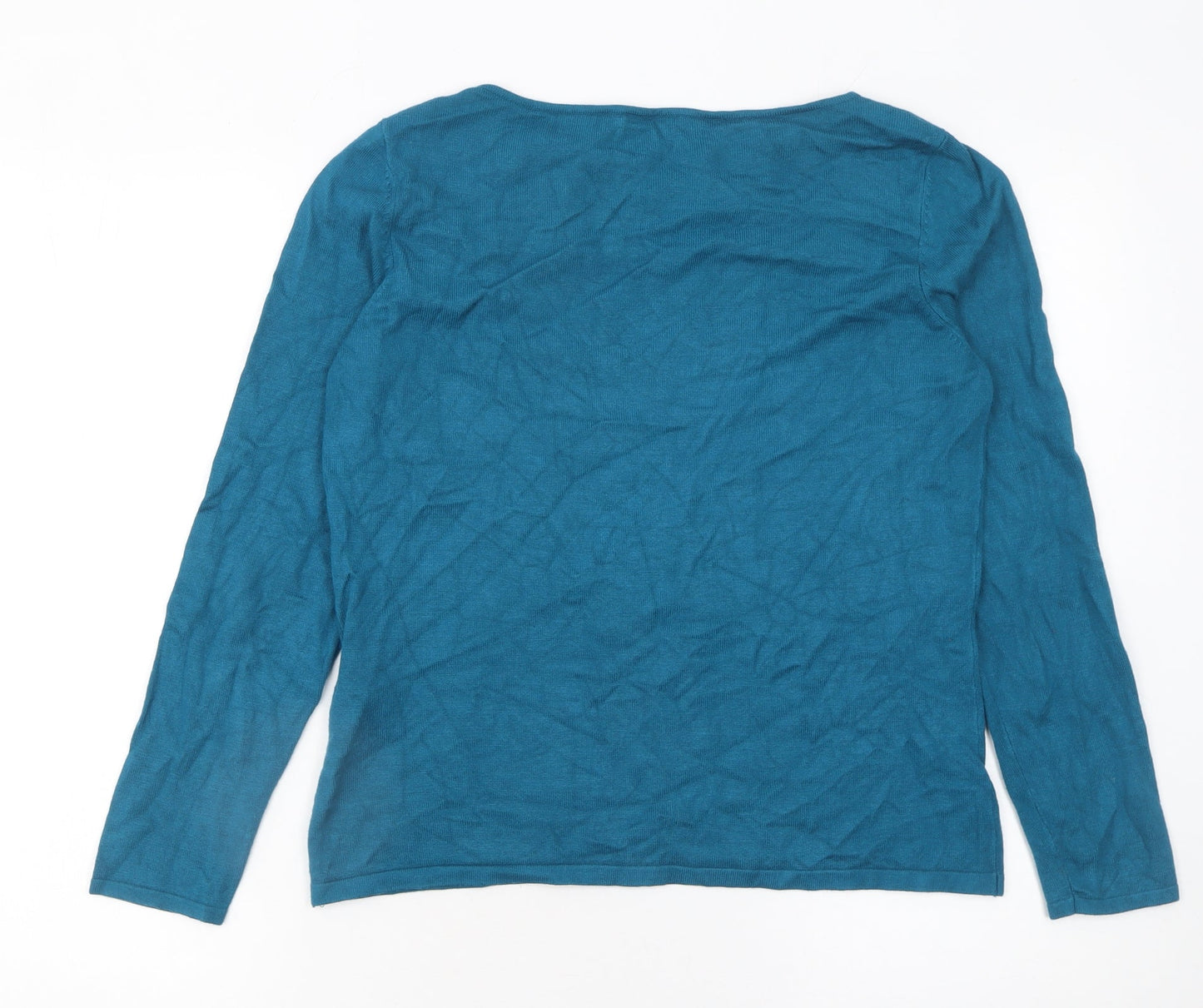 Minuet Petite Women’s Blue Boat Neck Knit Pullover Jumper Size M
