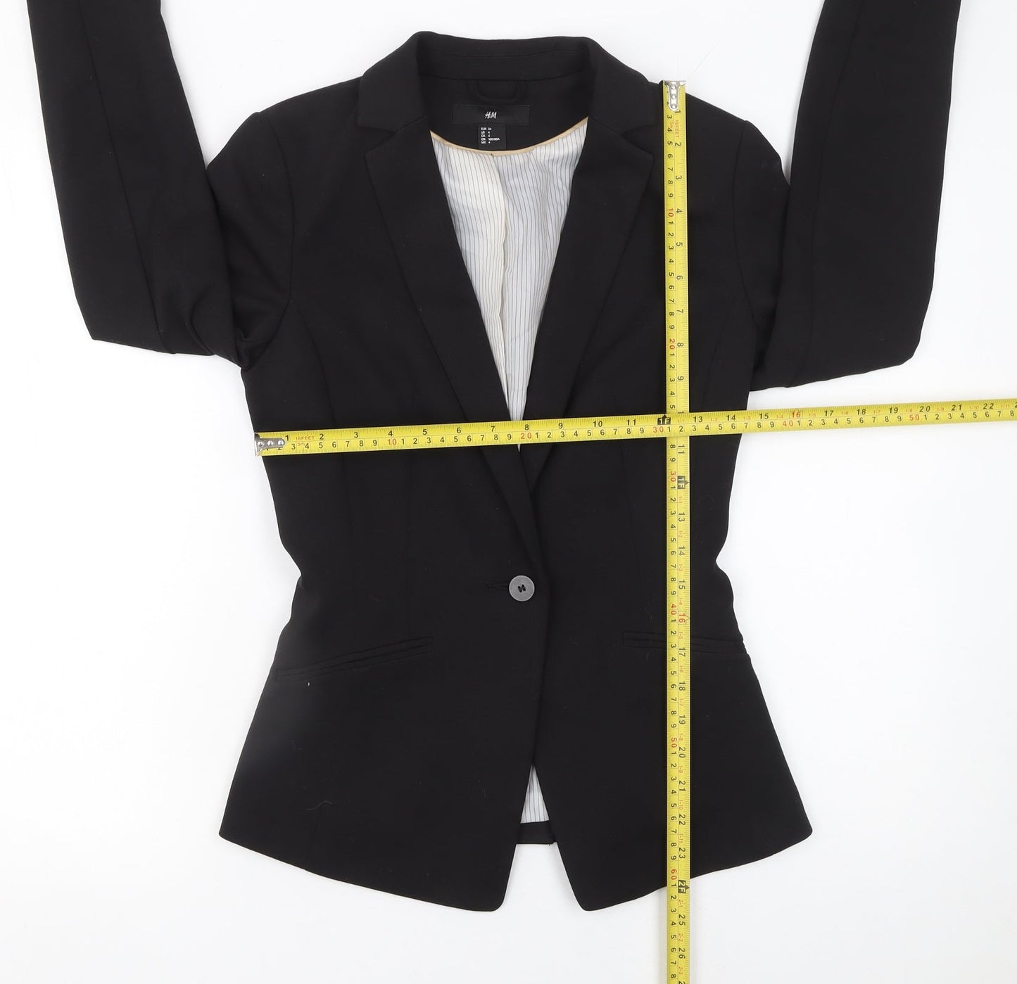 H&M Women Black Size 6 Single-Breasted Blazer Jacket