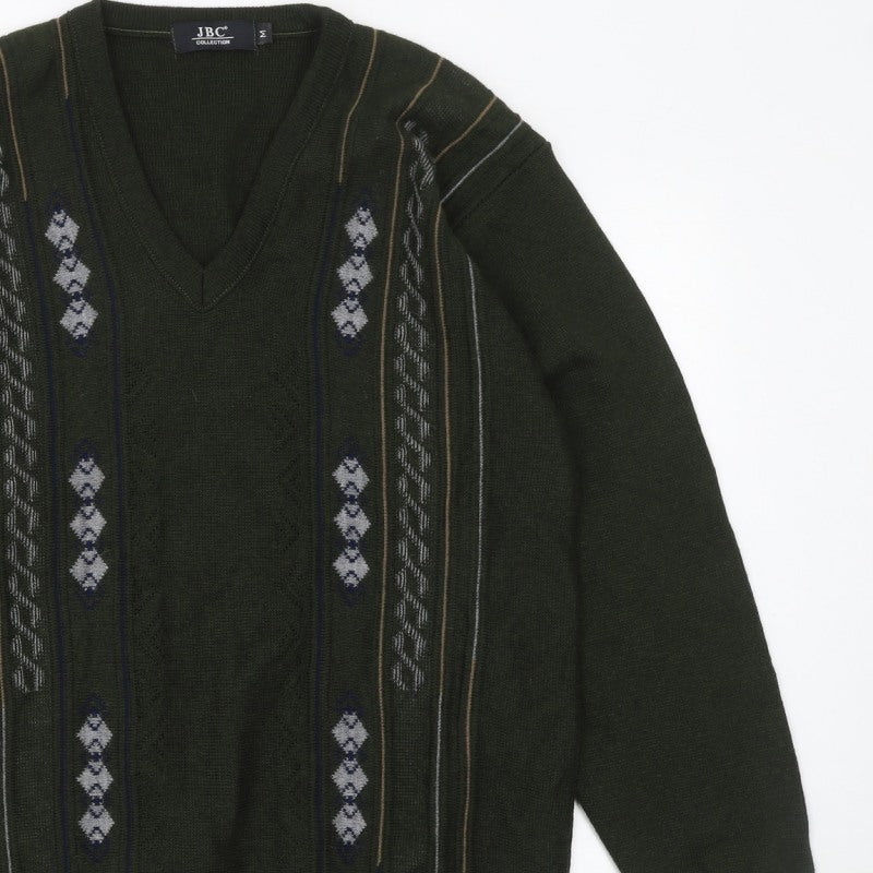 Additional view of JBC Collection Men's Green Argyle V-Neck jumper M