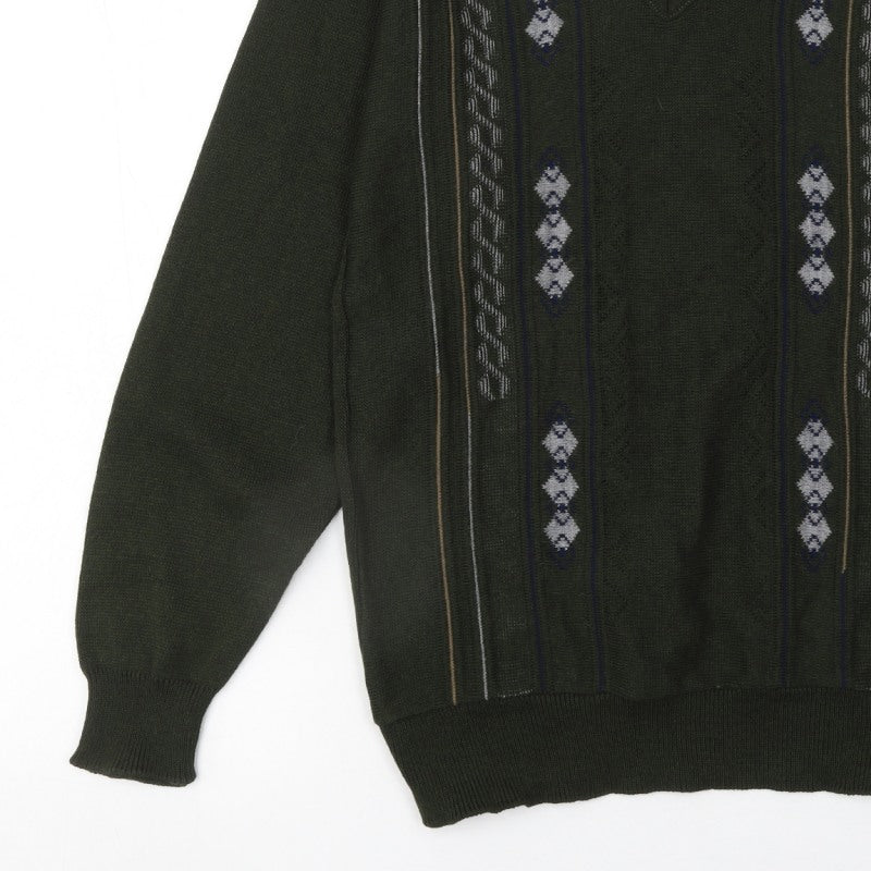 Additional view of JBC Collection Men's Green Argyle V-Neck jumper M