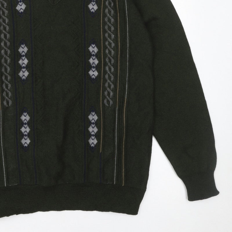 Additional view of JBC Collection Men's Green Argyle V-Neck jumper M