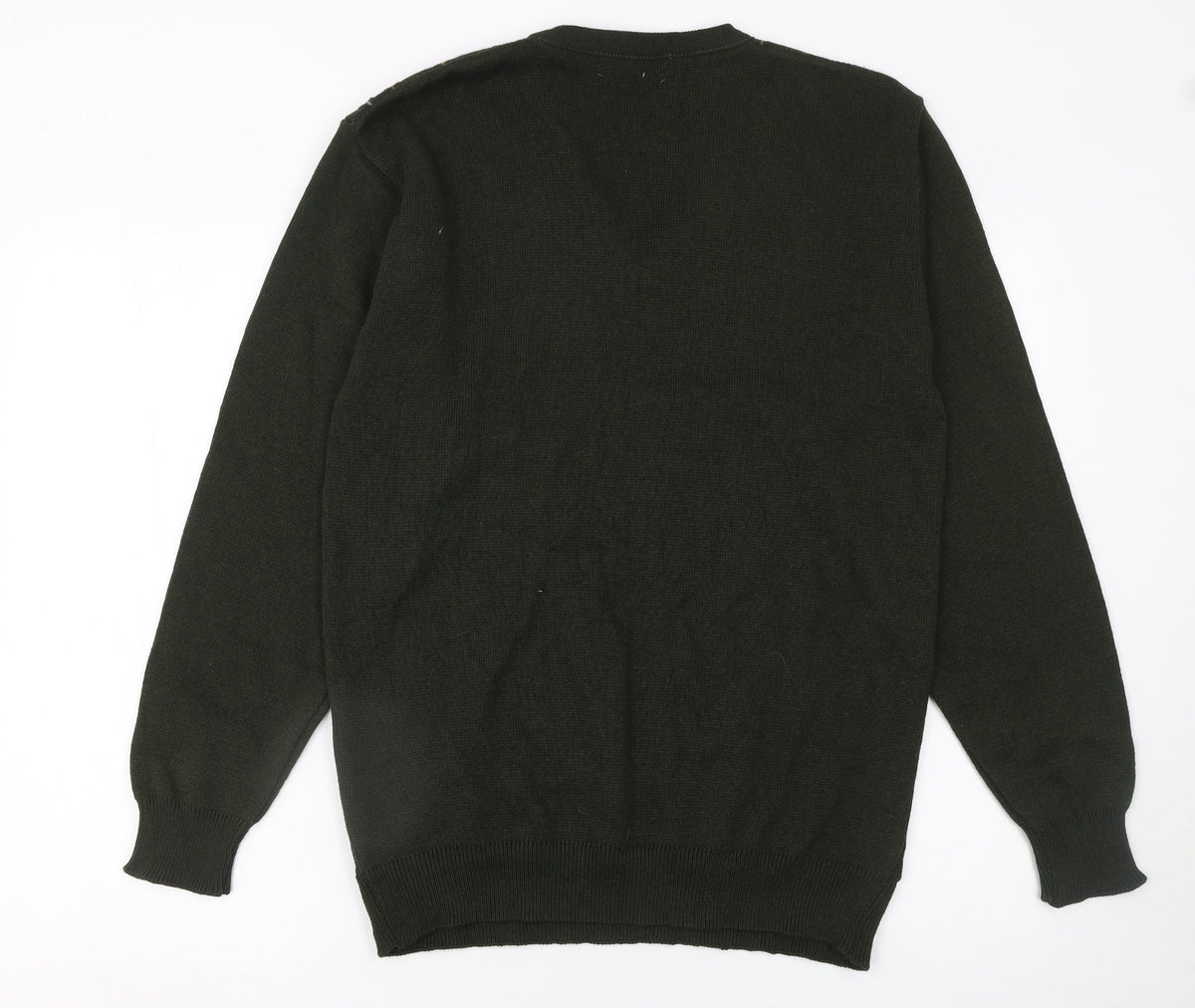 Brand and care label for JBC Collection Men's Green Argyle V-Neck jumper M