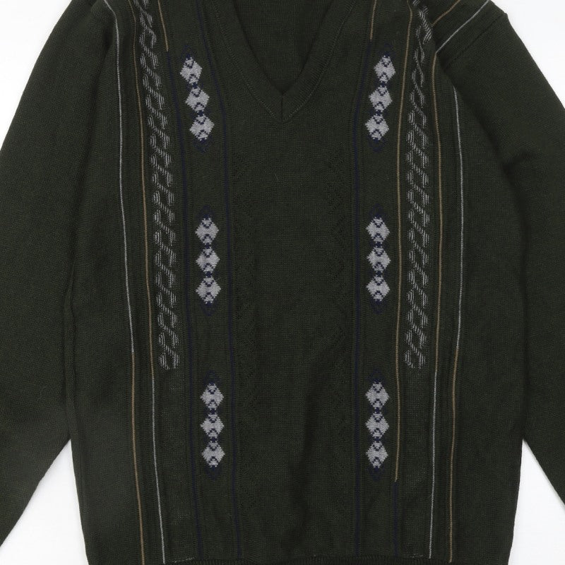 Additional view of JBC Collection Men's Green Argyle V-Neck jumper M