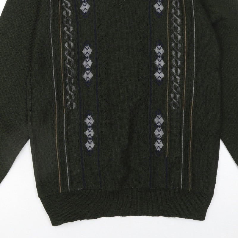 Additional view of JBC Collection Men's Green Argyle V-Neck jumper M
