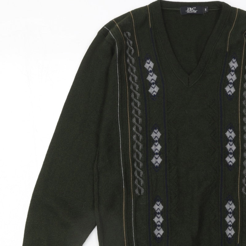Additional view of JBC Collection Men's Green Argyle V-Neck jumper M