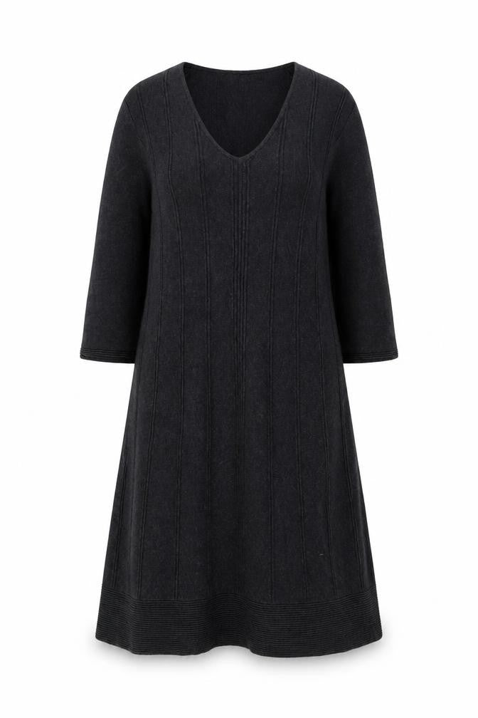 Monsoon Women’s Black Cotton Knit V-Neck Dress Size 12