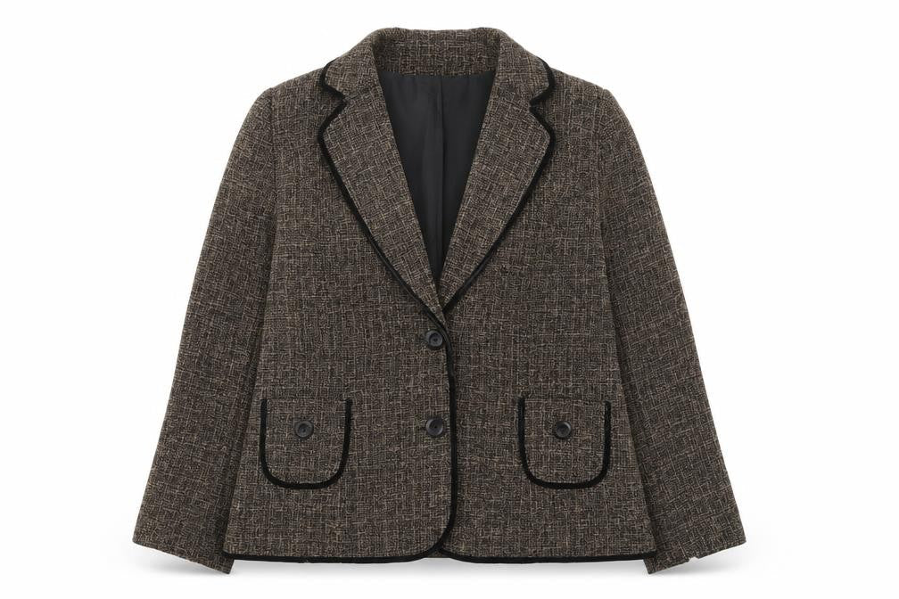 Joanna Hope Women's Brown Tweed Single-Breasted Blazer Size 14