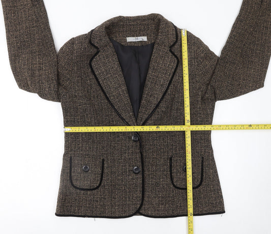 Joanna Hope Women's Brown Tweed Single-Breasted Blazer Size 14