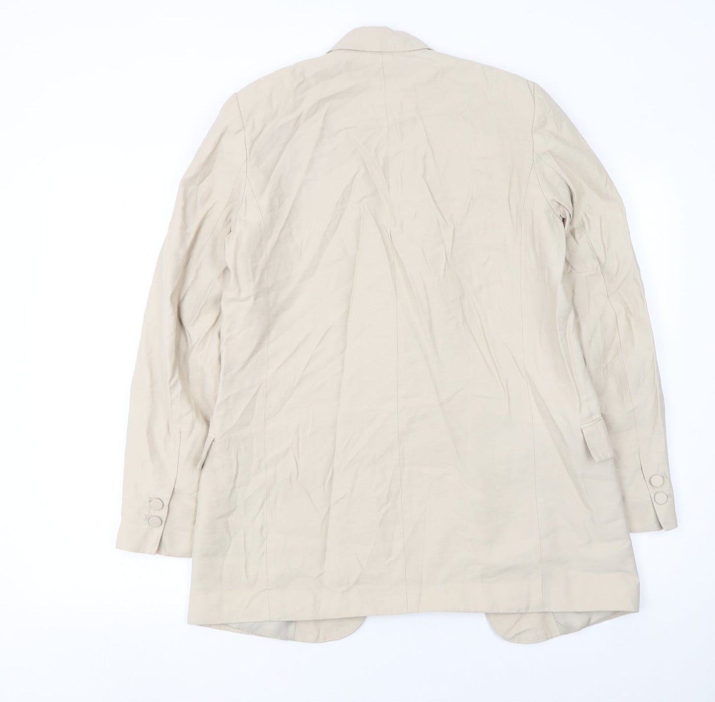 Zara Women Beige XS Longline Single-Breasted Blazer Jacket