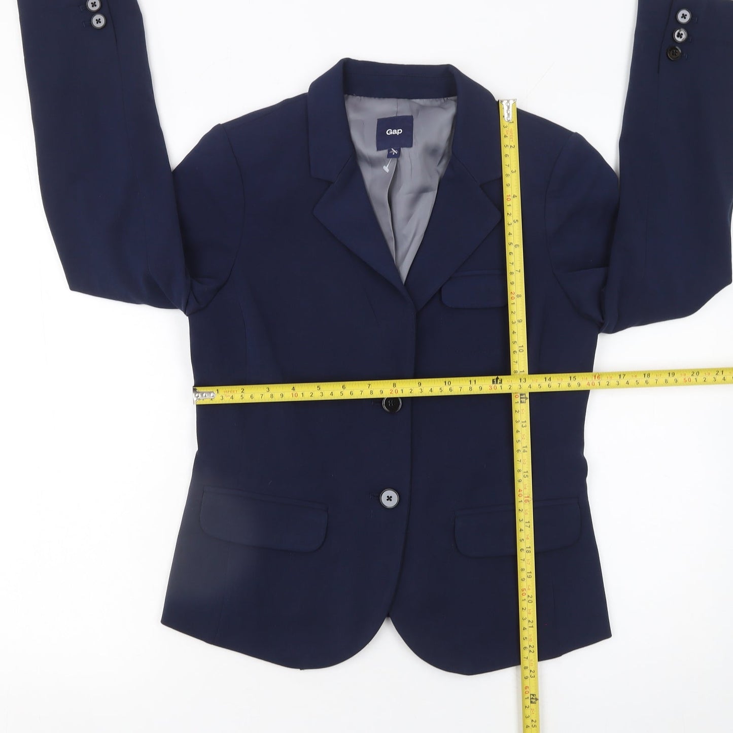 Gap Women's Navy Blue Blazer Size 2 Classic Single-Breasted Jacket