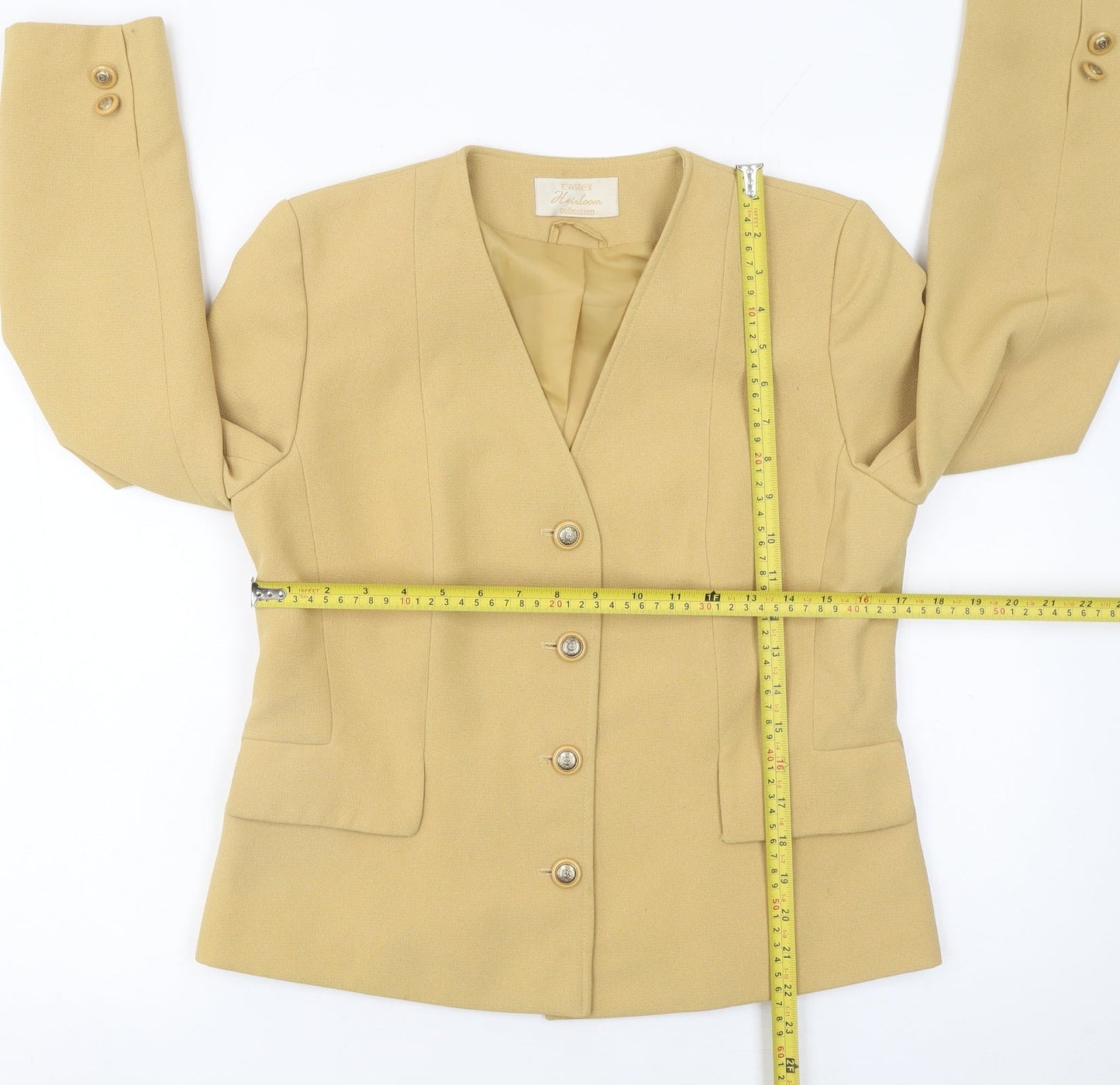 Eastex Women Beige Tailored Four-Button Lined Suit Jacket Size 10