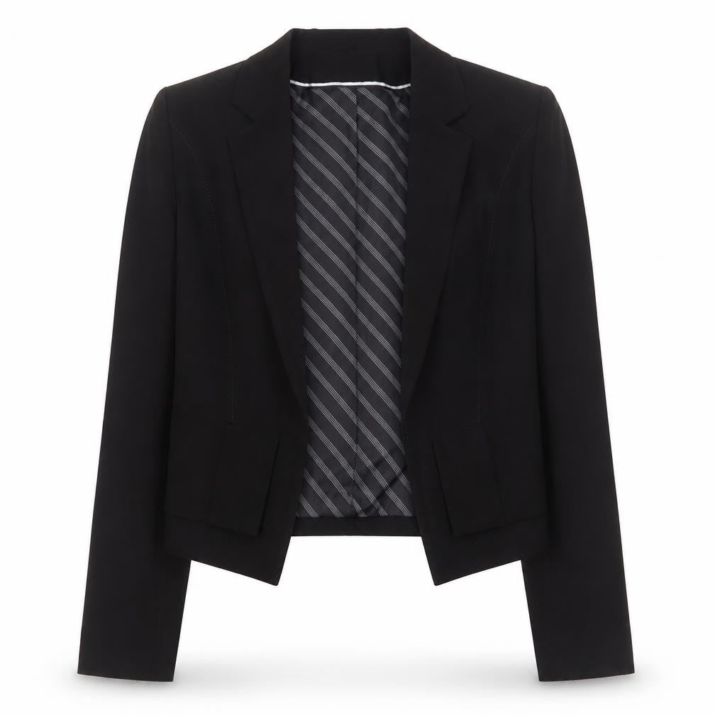 Marks and Spencer Women Black Size 10 Classic Tailored Crop Blazer