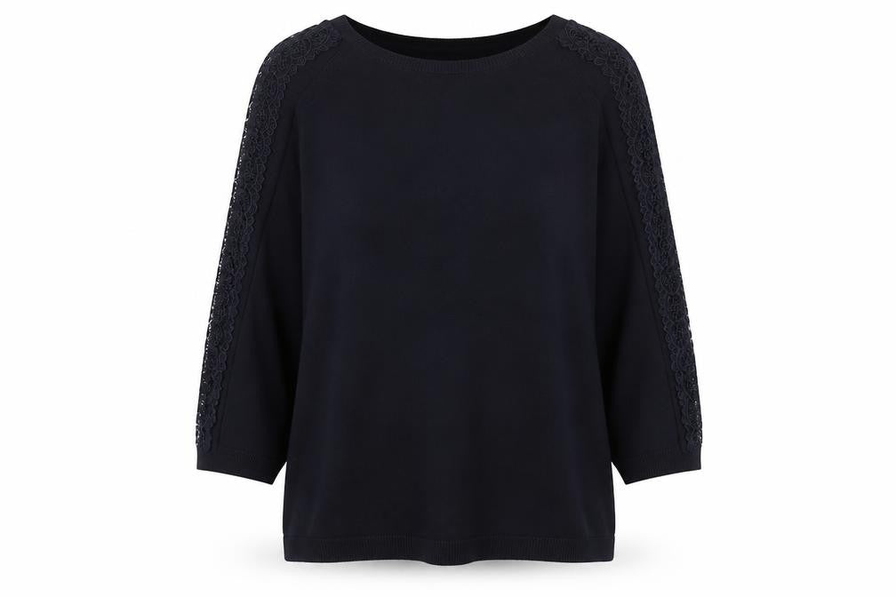 Marks and Spencer Women’s Black Lace Trim 3/4 Sleeve Jumper Size 12
