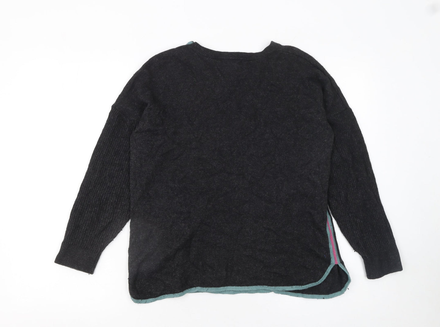 White Stuff Women's Black Wool Blend Button Shoulder Jumper UK 12