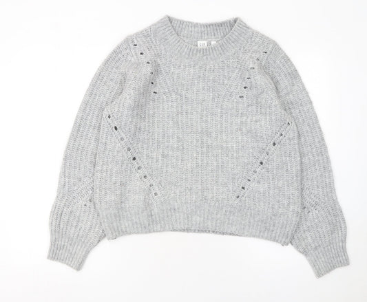 GAP Women’s Grey Chunky-Knit Crew Neck Pullover Jumper Size L