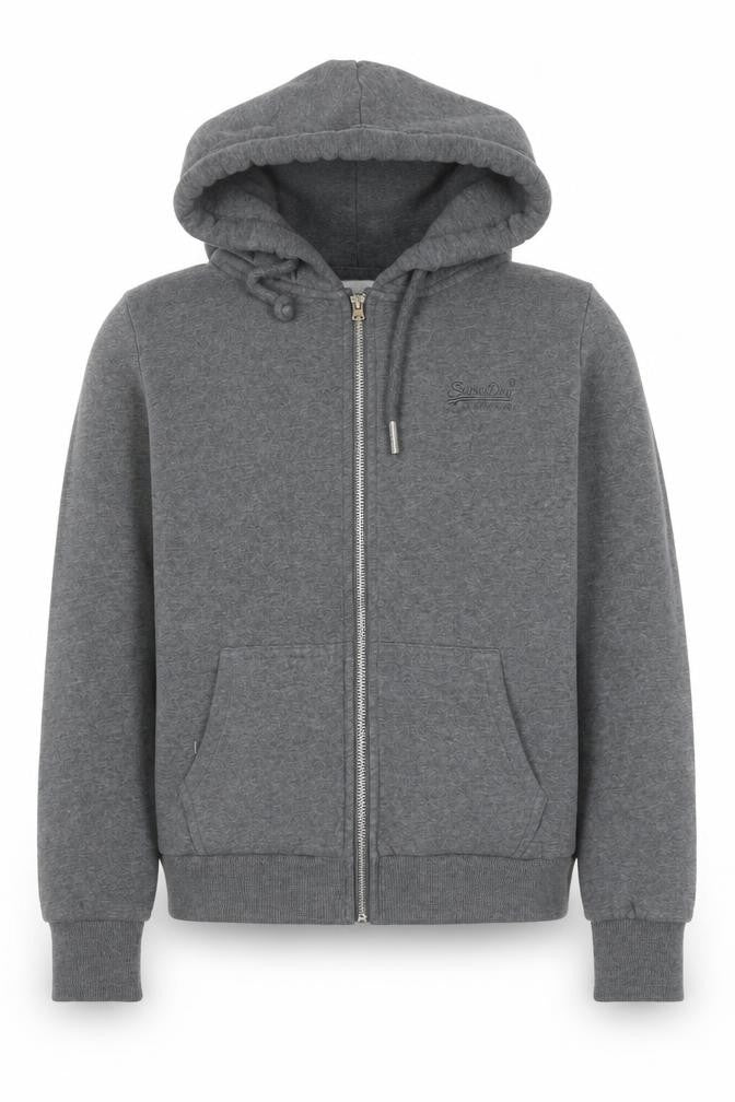 Superdry Womens Grey Full Zip Hoodie Size 12 UK Cotton Blend