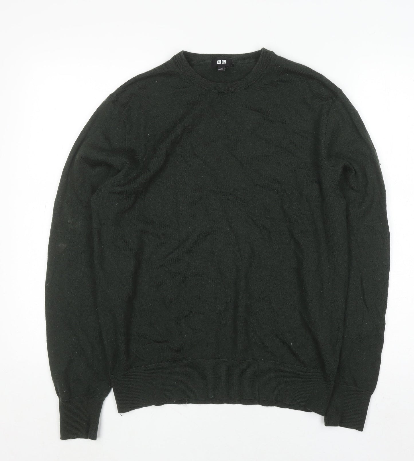 Uniqlo Women’s Black Wool Crew Neck Pullover Jumper Size L