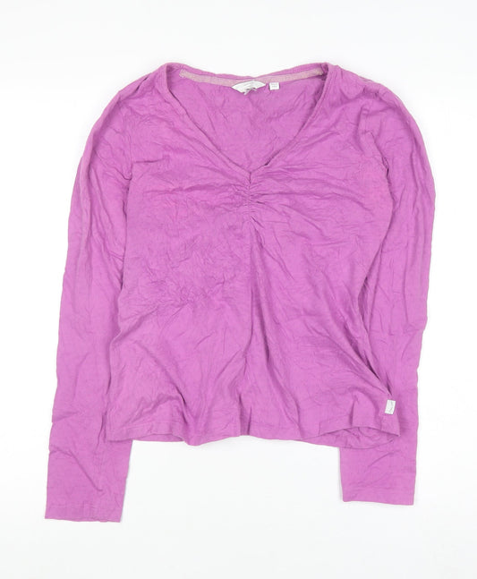 FatFace Women’s Pink Long Sleeve V-Neck Cotton Jersey Top Size 10