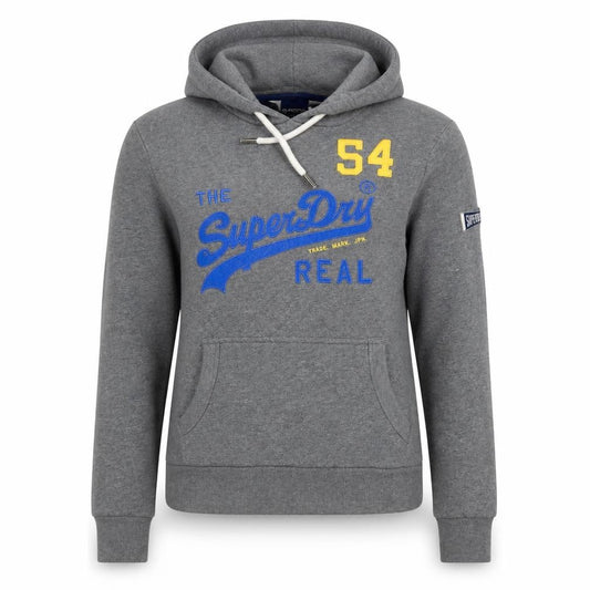 Superdry Womens Grey Pullover Hoodie Size 14 Hooded Graphic Print