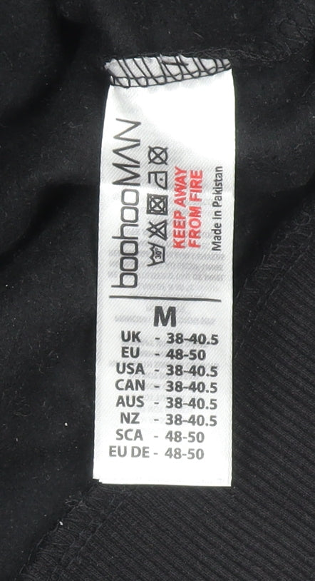 boohooMAN Men's Black Dallas Campus Sweatshirt Medium Crew Neck