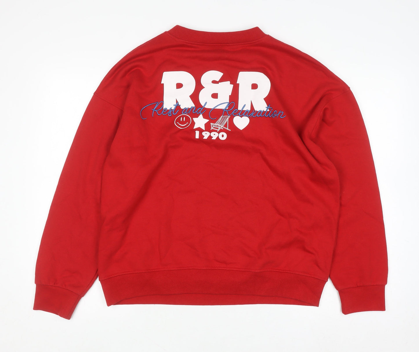 Couture Women Red Pullover Sweatshirt UK 4 Graphic Print Cotton Blend