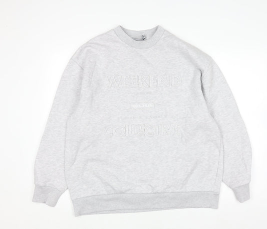 ASOS DESIGN Unisex Grey Graphic Pullover Sweatshirt Size S