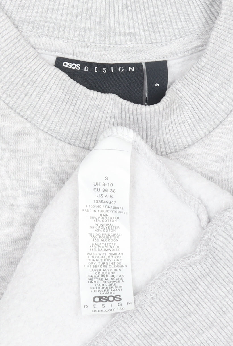 ASOS DESIGN Unisex Grey Graphic Pullover Sweatshirt Size S