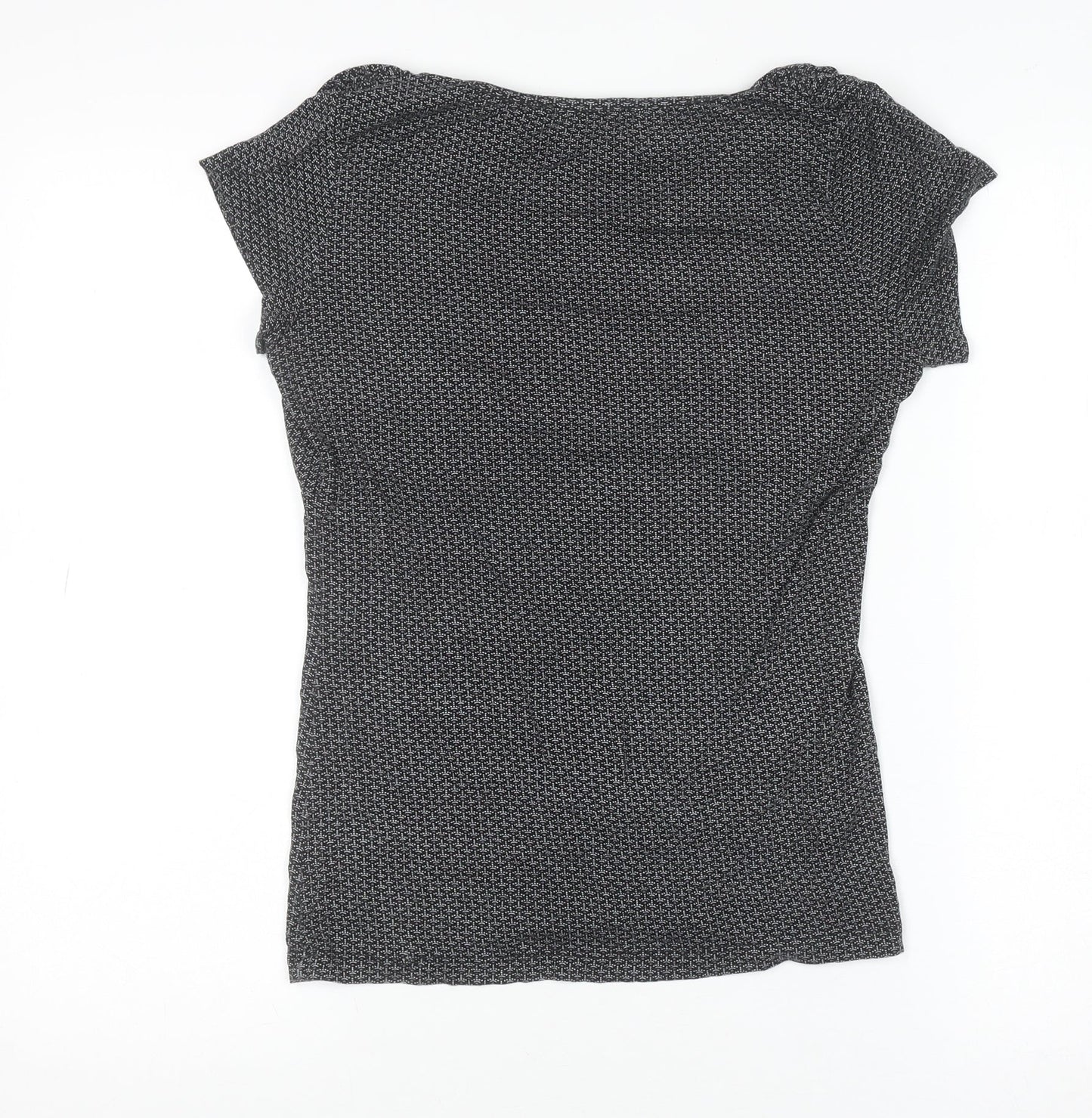 Daphia Levinson Women's Black Cowl Neck Short Sleeve Jersey Blouse Size 10