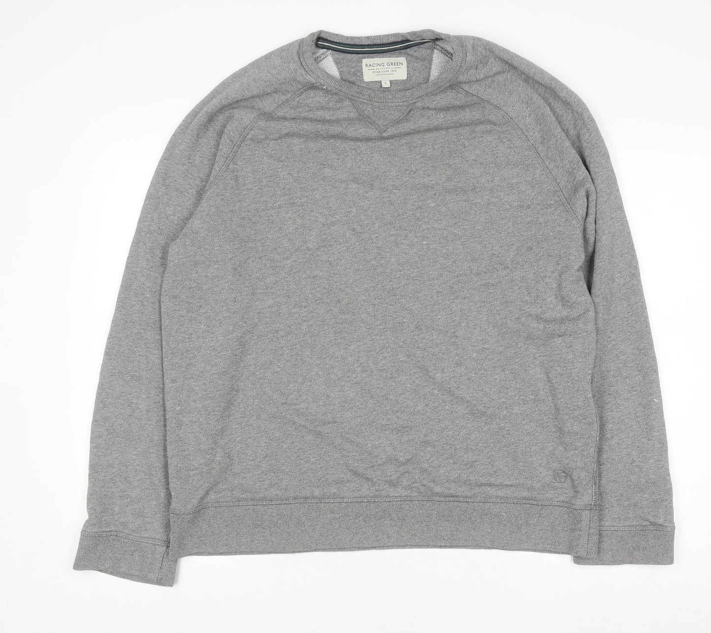 Racing Green Men’s Grey L Pullover Sweatshirt Cotton Blend