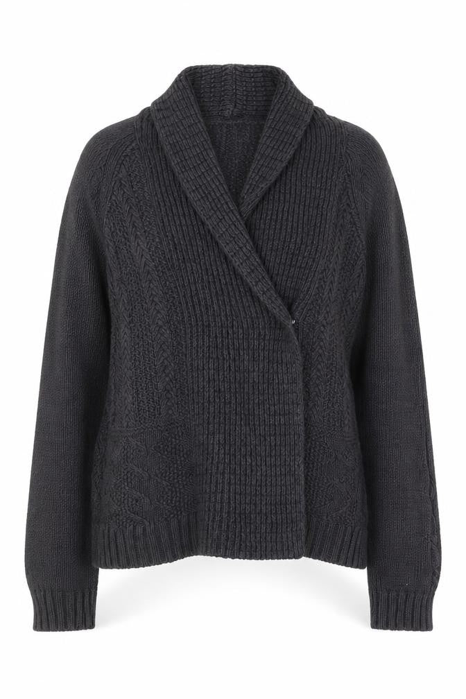 Marks and Spencer Women’s Grey Cable Knit V-Neck Cardigan Size 8