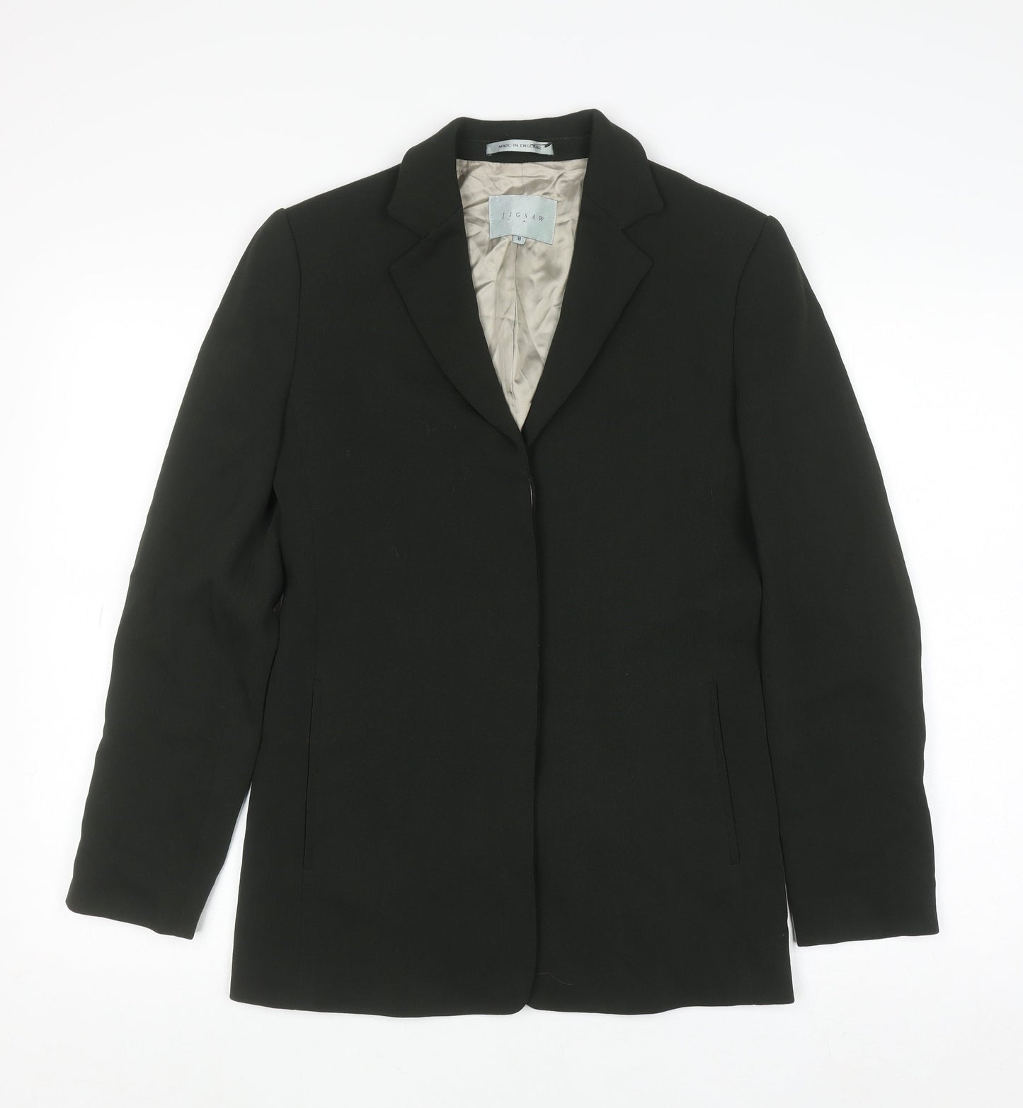 Jigsaw Women's Black Wool Blend Blazer Jacket Size 8 Classic Lined