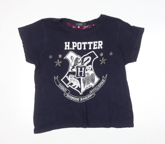 Harry Potter Womens Blue XL Cotton Short Sleeve Pyjama Top