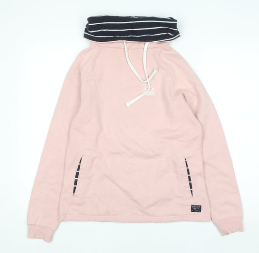 Quba & Co Womens Pink Pullover Hoodie Size 8 Nautical Stripe Neck