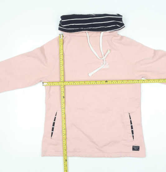 Quba & Co Womens Pink Pullover Hoodie Size 8 Nautical Stripe Neck