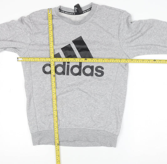 Adidas Mens Grey XS Pullover Crew Neck Logo Sweatshirt