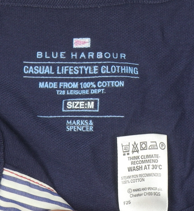 Marks and Spencer Blue Harbour Men's Blue Long Sleeve Cotton Shirt M
