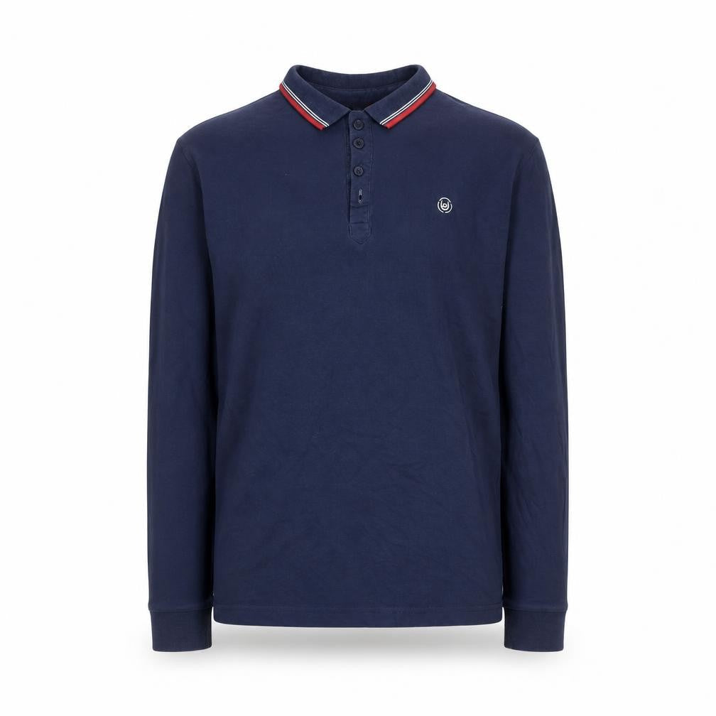 Duck and Cover Men's Blue Long Sleeve Cotton Polo Shirt Size L