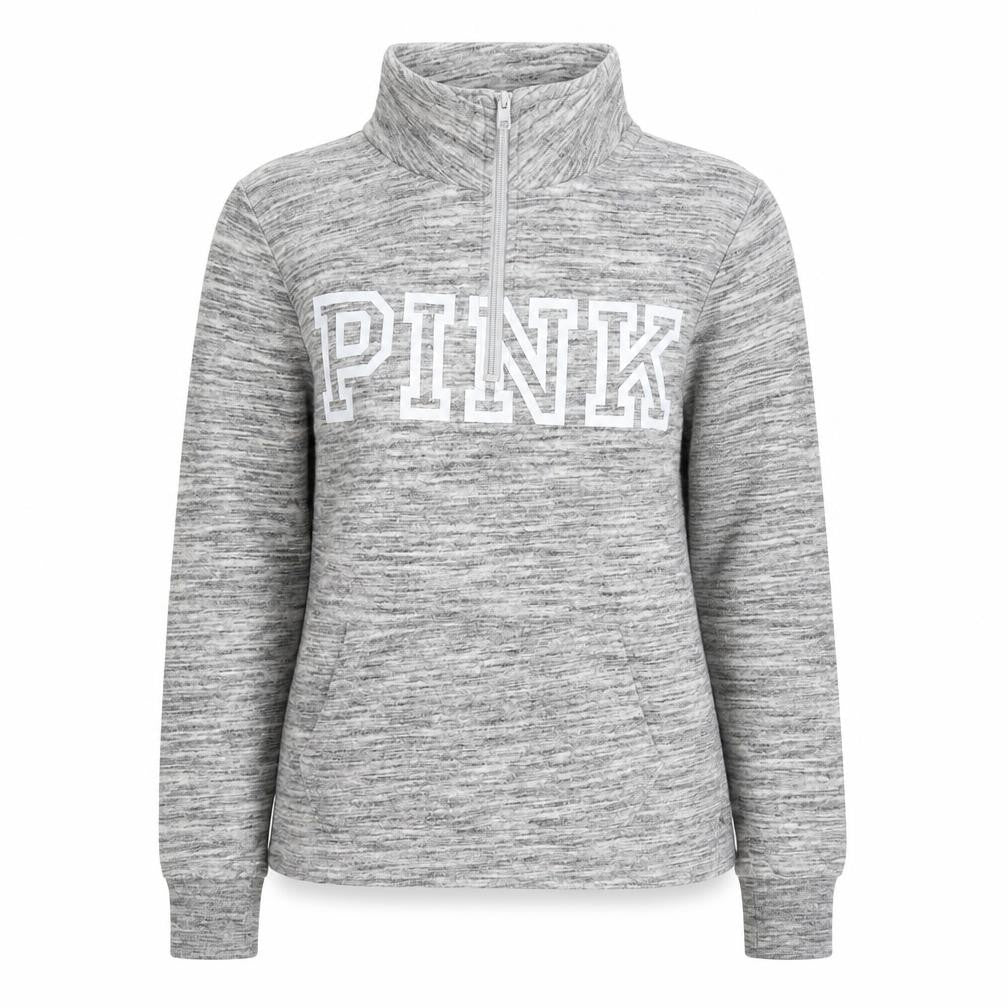 Victoria’s Secret PINK Womens Grey 1/2 Zip Pullover Sweatshirt XS