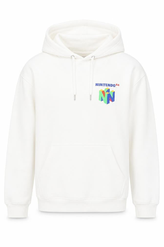 H&M Men’s White Nintendo 64 Graphic Pullover Hoodie Size S