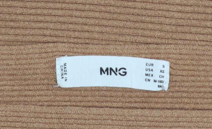 MNG Women’s Beige Ribbed Boat Neck Relaxed Fit Pullover Jumper Size 8