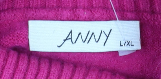 ANNY Women’s Pink Roll Neck Long Sleeve Pullover Jumper L