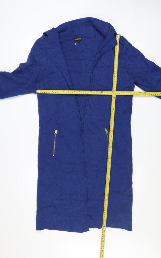 Jaeger Women Blue Longline Zip Cardigan Knit L