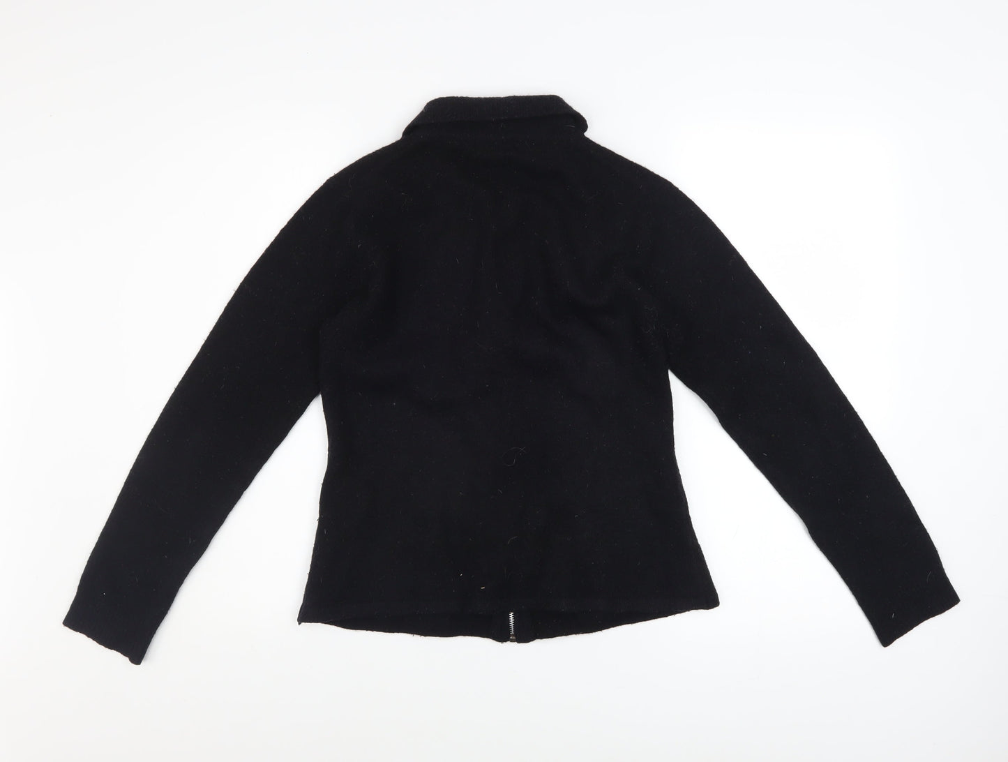 Kaliko Womens Black Wool Blend Zip Jacket Size 12 Classic Knit