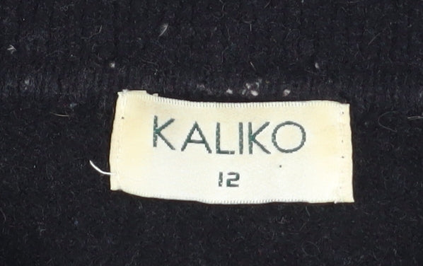 Kaliko Womens Black Wool Blend Zip Jacket Size 12 Classic Knit