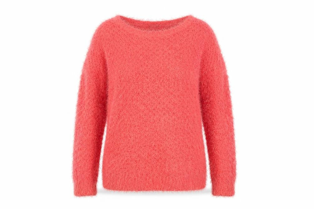 F&F Women Pink Long Sleeve Fluffy Knit Jumper UK 14