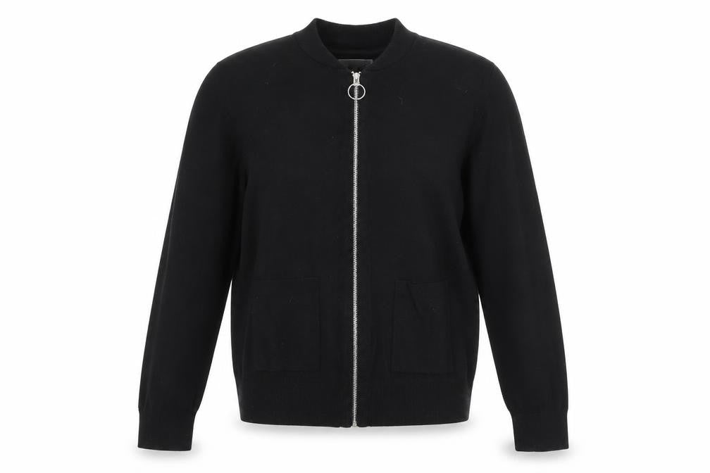 Front view of Red Herring Women’s Black, size UK 14, Full Zip Knit Casual Jacket