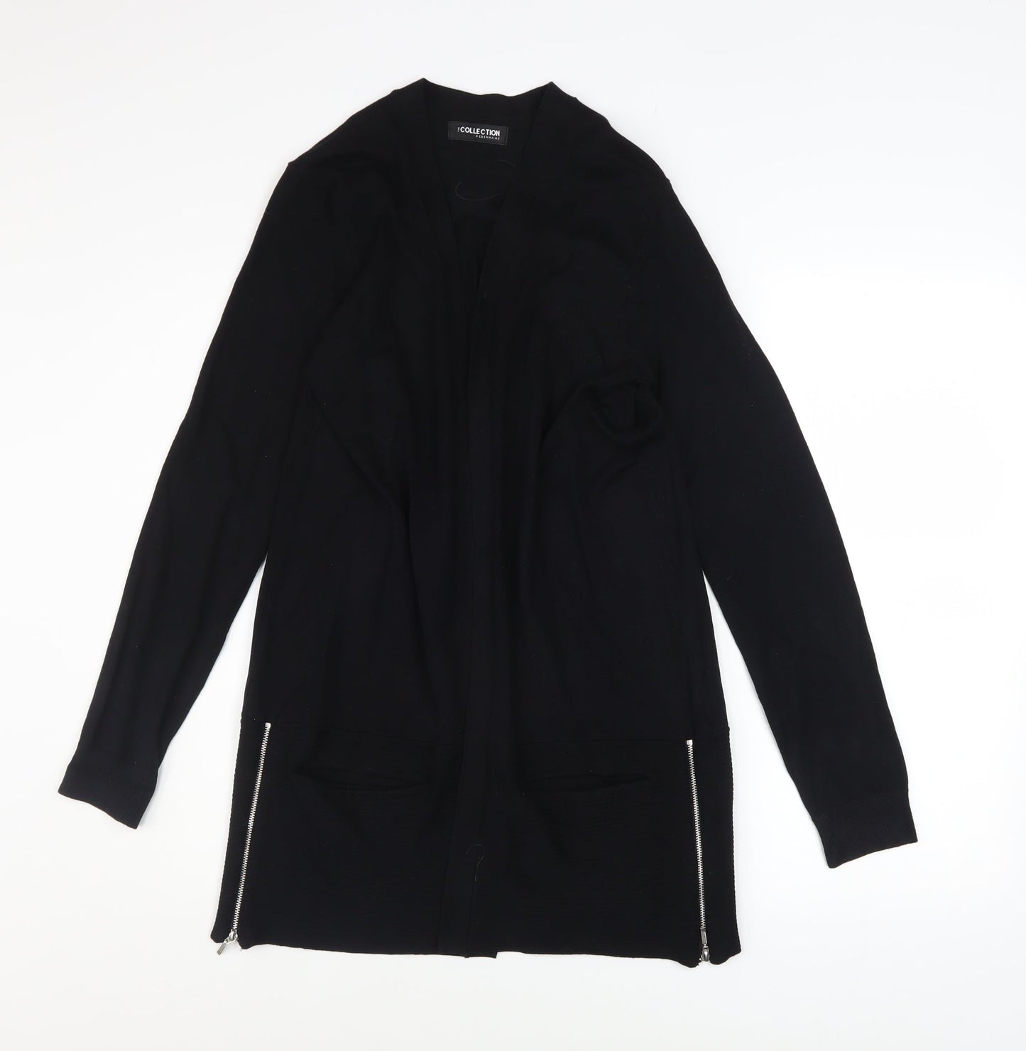 Debenhams The Collection Women Black Size 12 Longline Zip Cardigan