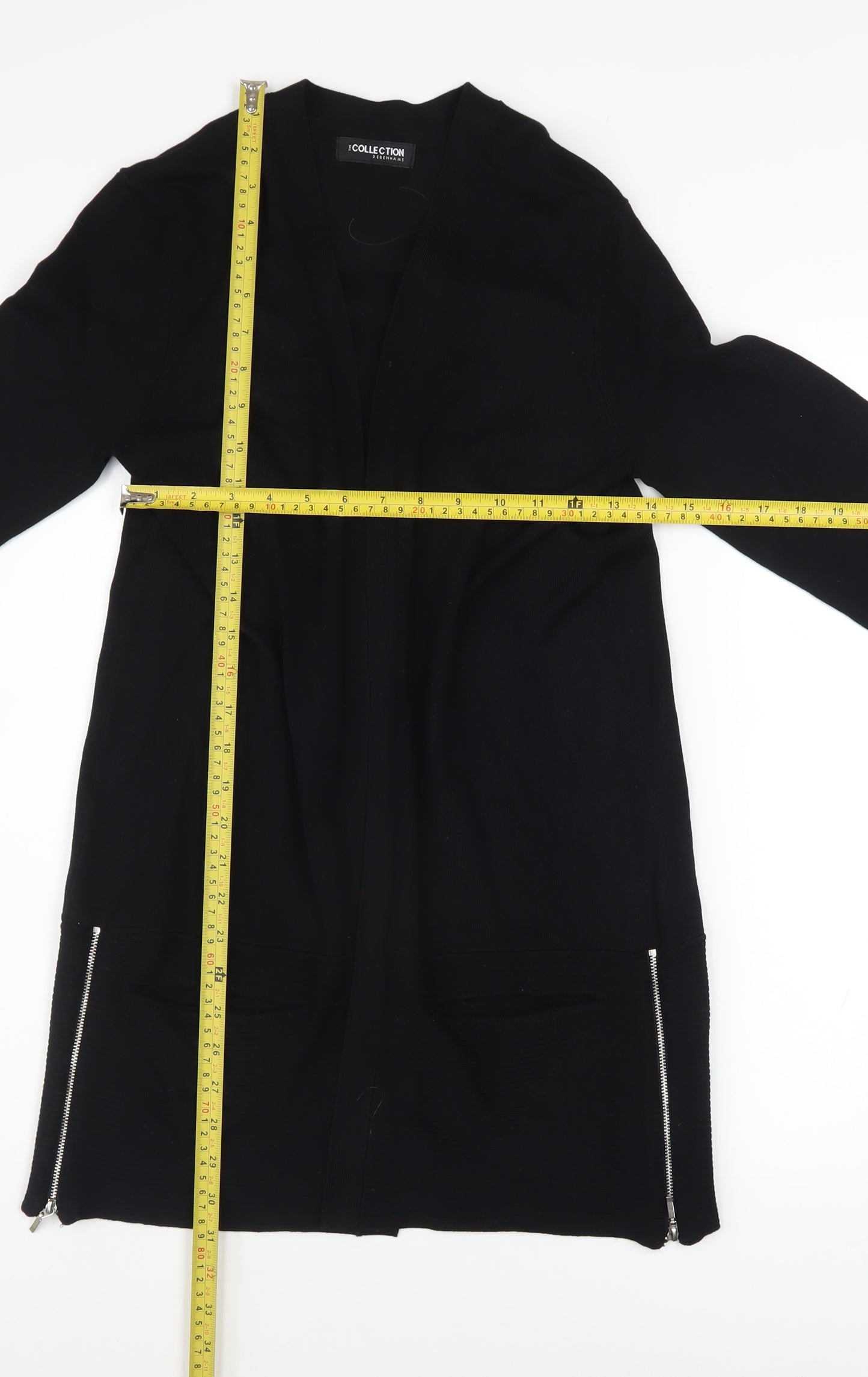 Debenhams The Collection Women Black Size 12 Longline Zip Cardigan