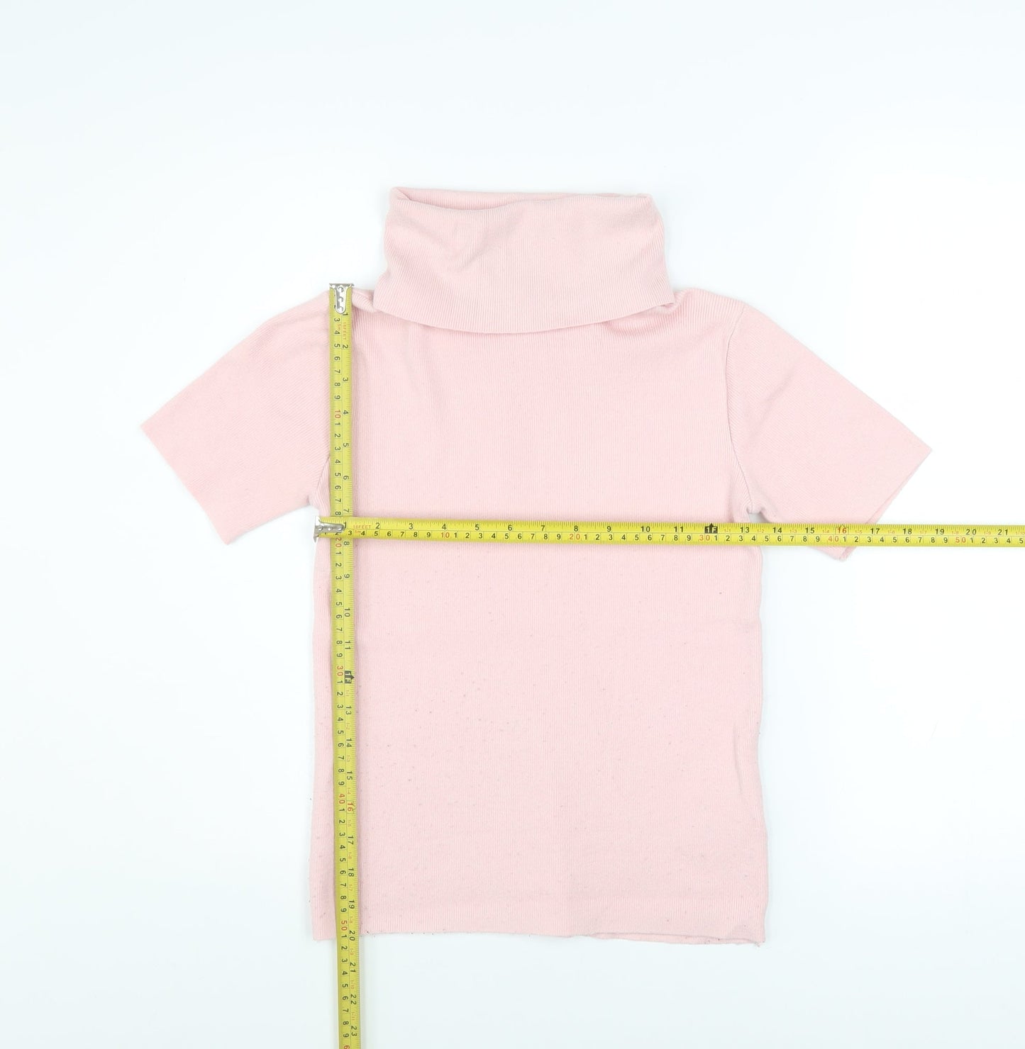 Pink Vanilla Women’s Pink Roll Neck Short Sleeve Jersey Top M/L
