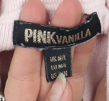 Pink Vanilla Women’s Pink Roll Neck Short Sleeve Jersey Top M/L